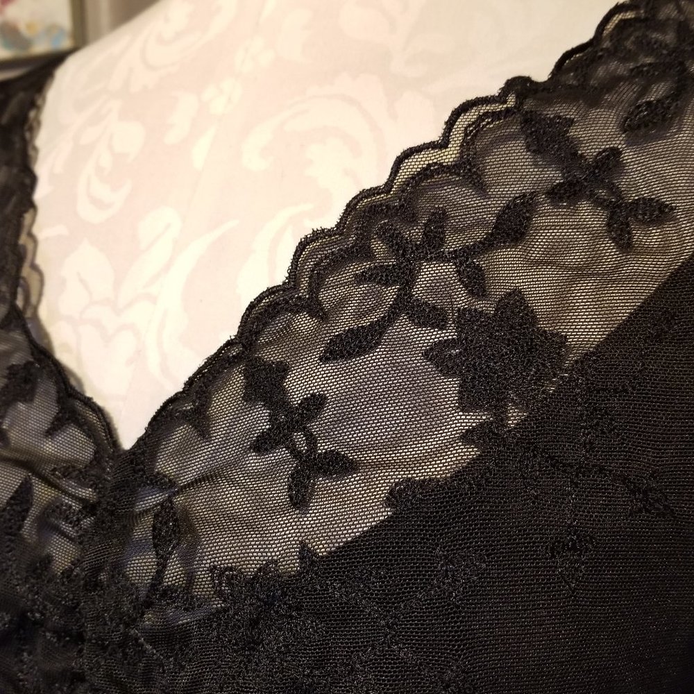 INC Embroidered Lace + Mesh Top XL - Picture 4 of 7